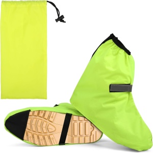 Set 2 huse pentru pantofi Belle Vous, Reutilizabile, Impermeabile, Antiderapante, PVC, Banda reflectorizanta, Marimea M, 40-43, Verde