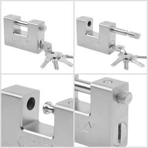 Set 2 lacate Kurtzy, Grosime 12 mm, 9.4 x 2.9 x 7 cm, 5 chei/lacat, Otel, Gri - Img 8