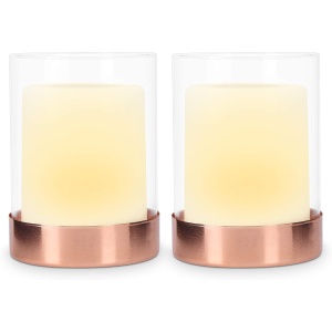 Set 2 lumanari solare cu LED Navaris, pentru exterior, efect flacara, cu senzor de lumina, IP44, 6.5 x 12 cm, pentru gradina, balcon si terasa