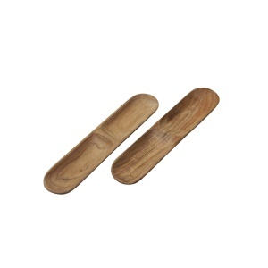 Set 2 Platouri din lemn natural de Acacia pentru servire fructe, oleaginoase, snacksuri, Bonfesto®, 2 compartimente, 39 x 9 x 2.5 cm
