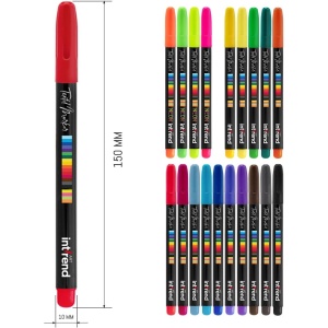 Set 20 markere colorate Intrend, cu 5 sabloane pentru pictura tricourilor, gentilor, lavabile din tesatura, incaltamintei sau alte materiale textile, 25 piese - Img 4