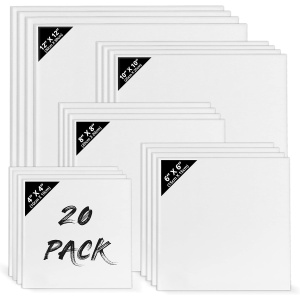 Set 20 panze pentru pictura Kurtzy, bumbac, 3 mm grosime, Alb, dimensiuni diferite