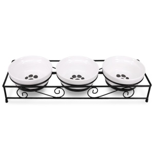 Set 3 Boluri din ceramica pentru caini si pisici Navaris cu suport metalic, 320 ml, 46947.2 - Img 5
