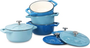 Set 4 Mini Oale din fonta Navaris, 10.5 cm, 290 ml, pentru cuptor si plita, albastru, 49079.04.02 - Img 2