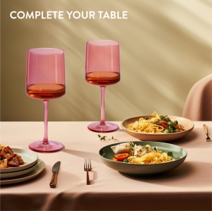 Set 4 Pahare Vin Navaris, 400 ml, cu picior, roz, design modern, 56212.04 - Img 3