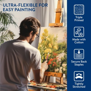 Set 4 panze pentru pictura H&S, 2 dimensiuni, 30x40cm, 20x30cm, tesatura din bumbac 100%, potrivit pentru vopsea acrilica/ulei/acuarele - Img 3