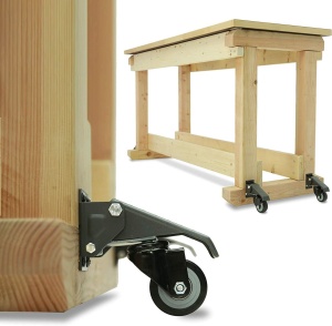 Set 4 roti pentru banc de luru GBL, capacitate de incarcare 225 kg, otel/poliuretan, roti pivotante, cu frane, Negru - Img 9