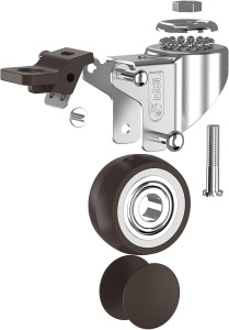 Set 4 roti pivotante GBL, 25 mm, argintiu/negru, sarcina maxima 40 kg, sistem de franare - Img 2