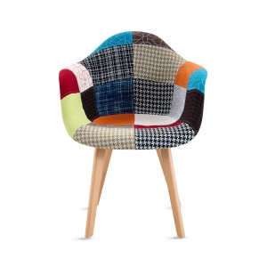 Set 4 Scaune Living/Bucatarie Kiwari® Milo Patchwork, Sezut Spuma, Picioare Lemn Fag, Inaltime Sezut 46 cm, Design Modern, Capacitate 120 kg, Multicolor - Img 7