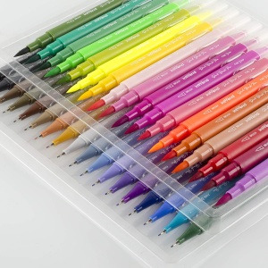 Set 41 piese Intrend 36 creioane tip carioca cu varf Flexibil tip Pensula, acuarela, 5 sabloane, perfecte Hobby, Desen, Caligrafie - Img 6