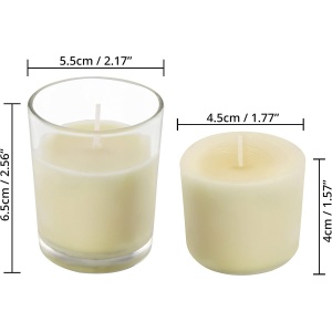 Set 48 Lumanari Belle Vous, Tip Pastila, fara parfum, in suport din sticla, 12 ore ardere, Alb cald - Img 6