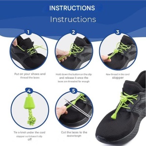 Set 5 sireturi elastice sport EVEREST FITNESS, fara legare, reglabile, universale 118 cm, din nylon, pentru adulti si copii, Verde - Img 5