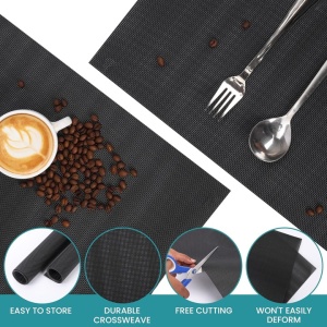 Set 6 Naproane, Belle Vous, din PVC, Dreptunghi, Termorezistente, Antiderapante si Lavabile, 30 x 44.5 cm, Negru - Img 3