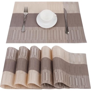 Set 6 Naproane, Belle Vous, din PVC, Dreptunghi, Termorezistente, Antiderapante si Lavabile, 30 x 44.5 cm, Maro