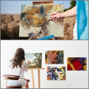 Set 7 panze pentru pictura Kurtzy, 45 x 60 cm, din bumbac, 3 mm grosime, pentru vopsele acrilice si uleioase, Alb - Img 3