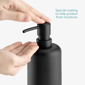 Set accesorii baie Navaris, 3 piese, dispenser sapun lichid 305 ml, suport periute dinti si sapuniera, din polirasina, Negru - Img 4