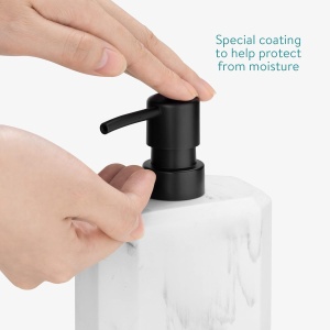 Set accesorii de baie Navaris, 3 piese, dispenser sapun lichid 320 ml, suport periute dinti si sapuniera, design marmura, elegant, Alb - Img 3