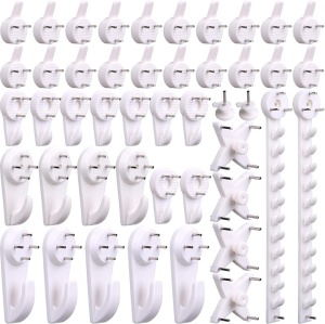 Set agatatoare pentru tablouri, H&S, 53 de piese, din PVC, diverse modele, Alb - Img 3