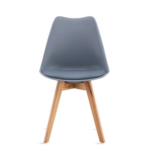 Set de 4 Scaune de Dining/Living Kiwari® Riv, Sezut PP cu Pernuta PU, Picioare Lemn Fag, Design Modern, Inaltime Sezut 48 cm, Capacitate 120 kg, Gri - Img 2