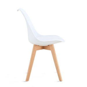 Set de 4 Scaune Kiwari® Kit, Sezut cu Pernuta PU, Picioare Lemn Fag, Design Modern Dining/Living, Inaltime Sezut 48 cm, Capacitate 120 kg, Alb - Img 8