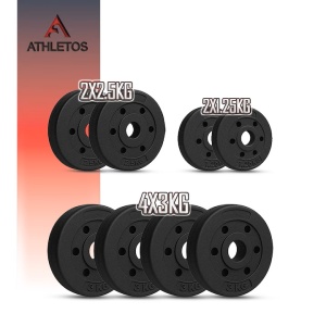 Set discuri suplimentare Athletos®, 20 kg (4×3, 2×2.5, 2×1.25 kg), fara bare si cleme, compatibil cu seturile Athletos® de 10, 15, 20, 25, 30 kg - Img 2