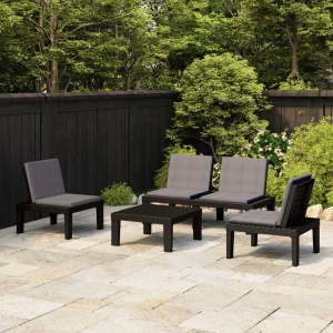 Set mobilier gradina/terasa multifunctional, Progarden, API, 5 piese, polipropilena, antracit, 4 scaune 78x78x32 cm, masa 78x78x70 cm, cu perne incluse - Img 4