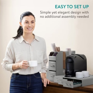 Set suport aparat cafea 3 sertare pentru capsule si organizator 2 sertare pentru consumabile Navaris, gri, NAV000018GT002C - Img 4
