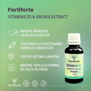 Supliment alimentar VITAMIN D3 + Aronia Extract, Fortiforte, picaturi 30ml - Img 3
