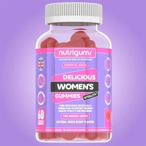 Supliment alimentar Women's Vitality Gummies, Nutrigums, Multivitamine, Probiotice, 19 nutrienti activi, pentru intestin, oase, energie, par, piele, vedere si imunitate, pentru femei, vegan, aroma de fructe de padure, 60 de jeleuri - Img 8