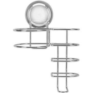 Suport de perete Navaris, pentru uscator de par si placa, montare cu ventuza fara gaurire, 25 x 15.5 x 10.5 cm, inox, organizator baie, Argintiu