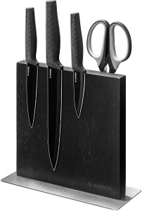 Suport magnetic cu 2 fete Navaris pentru cutite, 25x23x10 cm, lemn de cauciuc, 50416.025.04