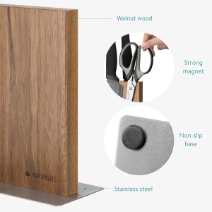 Suport magnetic cu doua fete Navaris pentru cutite, lemn de nuc, 25x23x10 cm, 50416.025.03 - Img 6