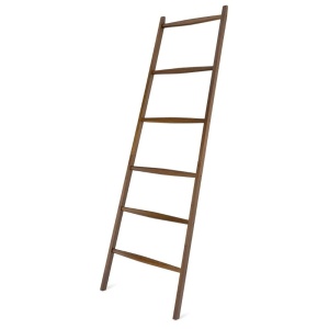 Suport pentru prosoape Navaris, tip scara, din bambus, 6 trepte, 170 x 56 cm, Maro inchis