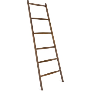 Suport pentru prosoape Navaris, tip scara, din bambus, 6 trepte, 170 x 56 cm, Maro inchis - Img 2