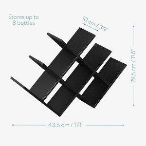 Suport pentru sticle de vin Navaris, din bambus, 43.5x10x29.5cm, raft pentru vinuri, design elegant, capacitate 8 sticle, Negru - Img 3