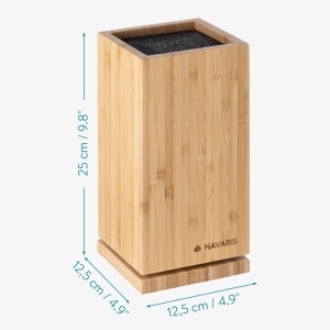Suport rotativ din bambus pentru cutite Navaris cu peri detasabile, 25x12,5x12,5 cm, 54909.02 - Img 3