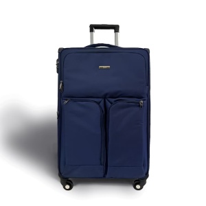 Troler cabina textil, Rorik® Explorer, bagaj de mana, valiza fermoar cifru antifurt, roti 360°, geamantan maner telescopic, troller expandabil, Albastru - Img 4
