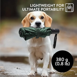 Umbrela SWISSONA, rezistenta la vant, compacta cu deschidere si inchidere pe buton, 90 cm, 8 brate din otel, husa, Verde - Img 4