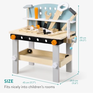 Banc de lucru Navaris, pentru copii, din MDF, 49 x 45 x 29.5 cm, unelte incluse, spatiu de depozitare, 3ani+, Multicolor - Img 5