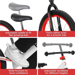 Bicicleta fara pedale Bixe, 16 inch, aluminiu, anvelope pneumatice, rosu, 5-9 ani - Img 6