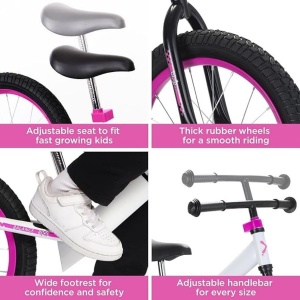 Bicicleta fara pedale Bixe, 16 inch, aluminiu, anvelope pneumatice, roz, 5-9 ani - Img 4