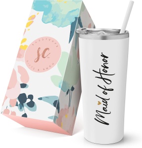 Cana termos calatorie Maid of Honor, SassyCups, alb, otel inoxidabil, 625 ml