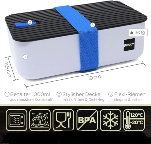 Caserola compartimentata Bento Lunch Box, ifancy, 1000 ml, etans si rezistent la scurgeri - Img 4