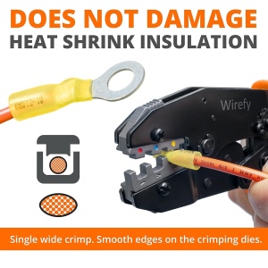 Cleste sertizare Wirefy pentru conectori cu tub termocontractabil, mecanism clichet auto-reglabil, reglaj puci si conectresiune, pentru papori electrici 0.5-6 mm², Negru/Portocaliu - Img 5