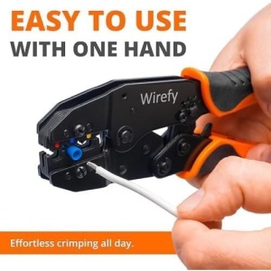 Cleste sertizare Wirefy pentru papuci izolati din nylon, mecanism clichet auto-reglabil, reglaj presiune, pentru conectori 0.5-10 mm², ergonomic, Negru/Portocaliu - Img 4