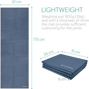 Covoras de yoga pliabil Navaris, grosimea de 4 mm pentru, pilates, antrenament, sala, fitness, pliabil, anti-alunecare, 61x173 cm - Img 3