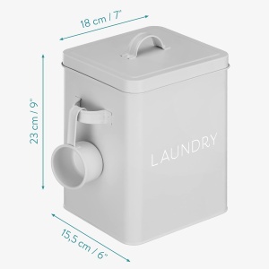 Cutie depozitare pentru detergent Navaris, 23 x 18 x 15.5 cm, din metal, design vintage, Gri - Img 3