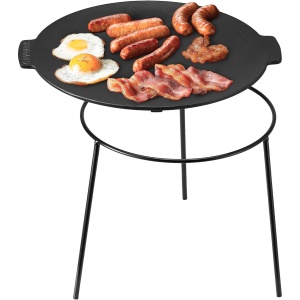 Disc pentru gratar, Navaris, picioare detasabile, din fonta, 34 cm, pentru gratar si foc de tabara, Negru