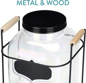 Dozator bauturi Navaris, 5L, cu stand metalic, design rainbow efect, sticla, 51378.03 - Img 4