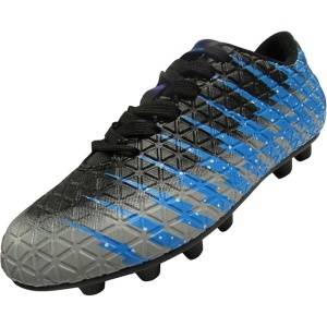 Ghete fotbal copii Vizari Bolt FG, talpa TPU cu crampoane, negru/albastru, marime 35.5
